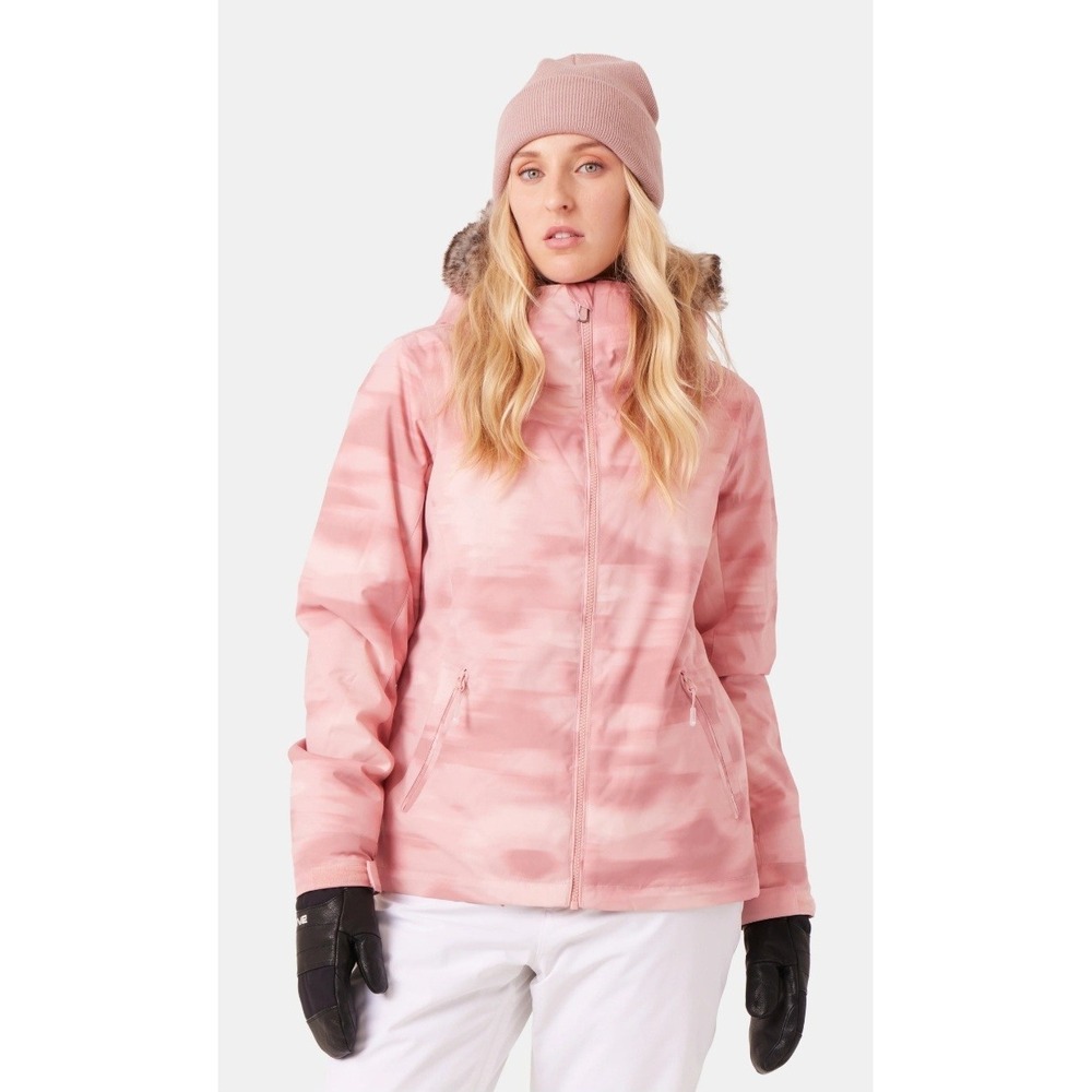 Roxy Pink Combo Ski Jacket W Detachable Fur Hood S NWOT